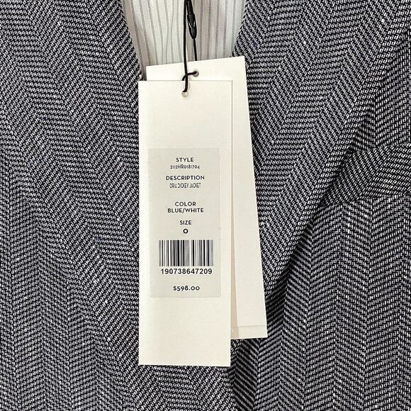 VERONICA BEARD Size 0 NWT Oria Dickey Jacket Blue White Herringbone Blazer - Picture 5 of 15